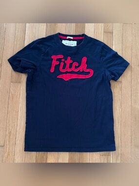 Vintage Abercrombie And Fitch Muscle T Shirt Navy Red Script “Fitch” Mens Large
